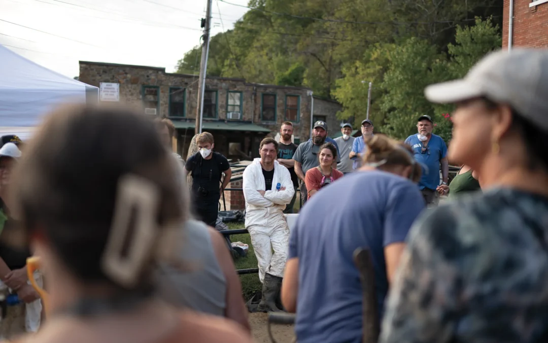 The River Arts District rises from the flood